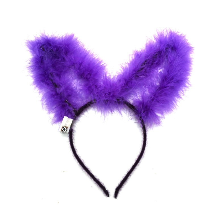 Luminous Toy Stall Headband Shiny Feather Rabbit Ears Barrettes Plush Headband Night Market Headdress Promotional Gifts