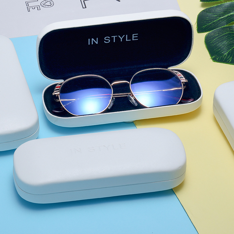 白色眼镜盒 精致新款平光镜眼镜盒女 防蓝光眼镜盒 金属眼镜盒