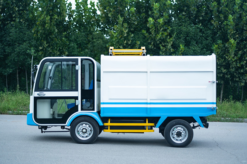 供应鲁环环卫清运车电动四轮自卸式垃圾车4.7方挂桶式垃圾转运车