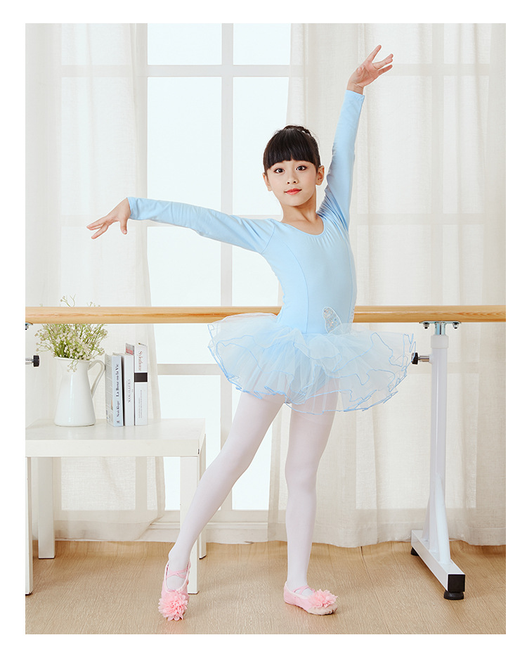 儿童舞蹈服幼儿芭蕾舞蹈裙女童秋冬季长袖考级练功服演出蓬蓬纱裙