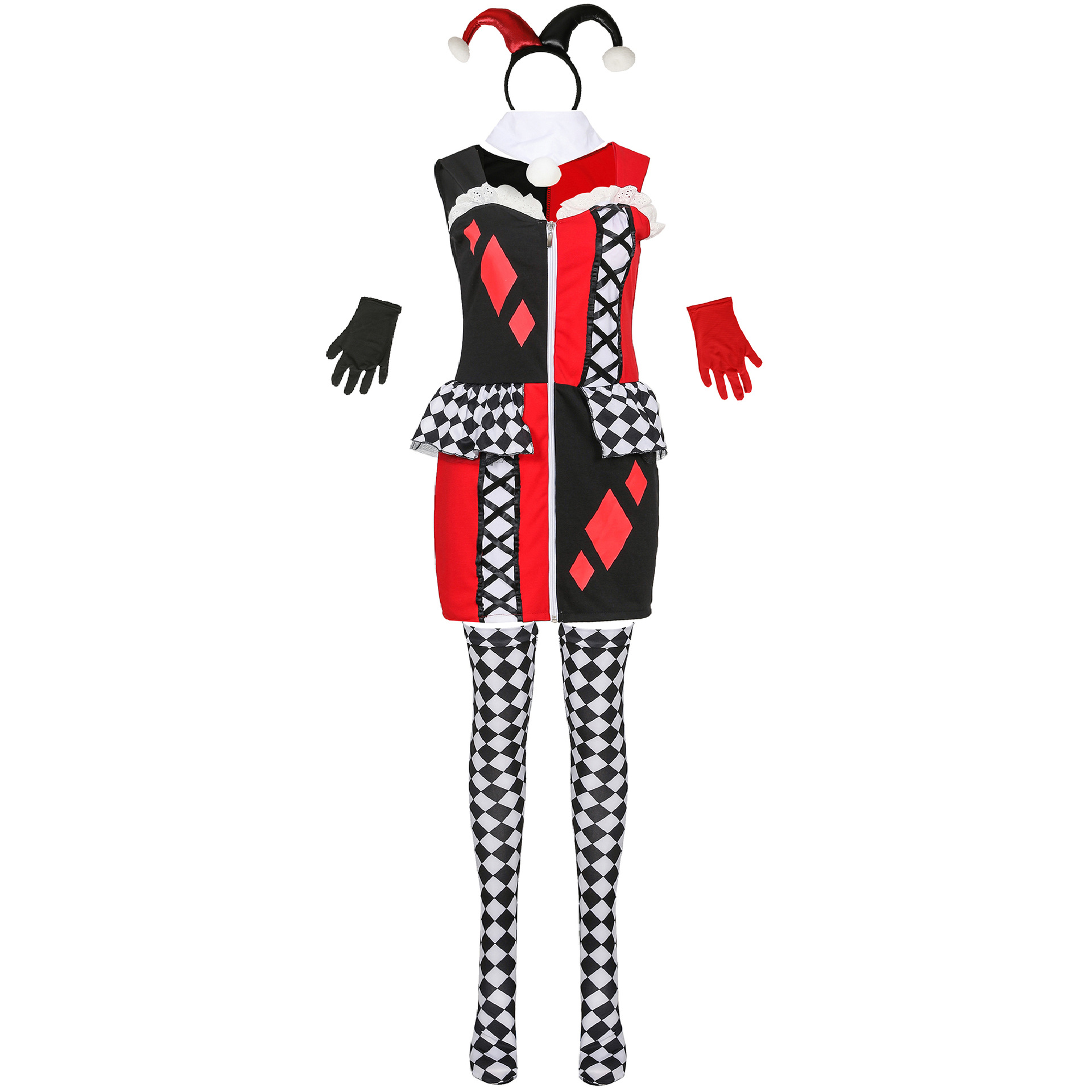m-xl 万圣节服装马戏团小丑表演制服套装 cosplay 化妆舞会演出服