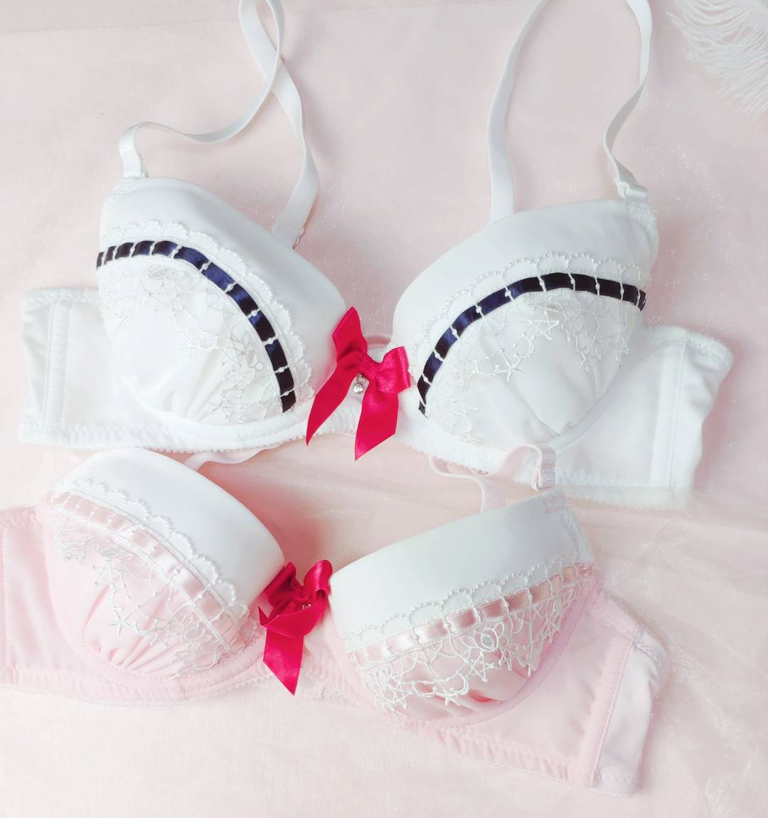 日系甜美舒适蕾丝丝带蝴蝶结少女薄款文胸套装聚拢可爱女内衣内裤