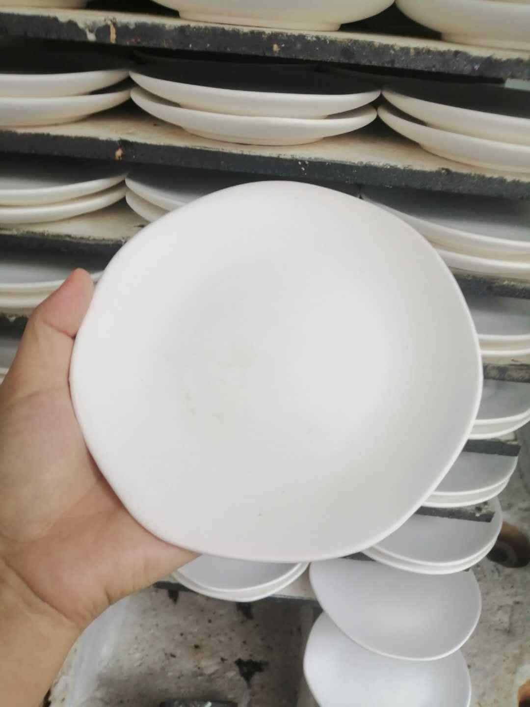 陶瓷素坯陶艺素胎盘子拍照道具6寸7角盘子涂鸦摆设空白diy高白