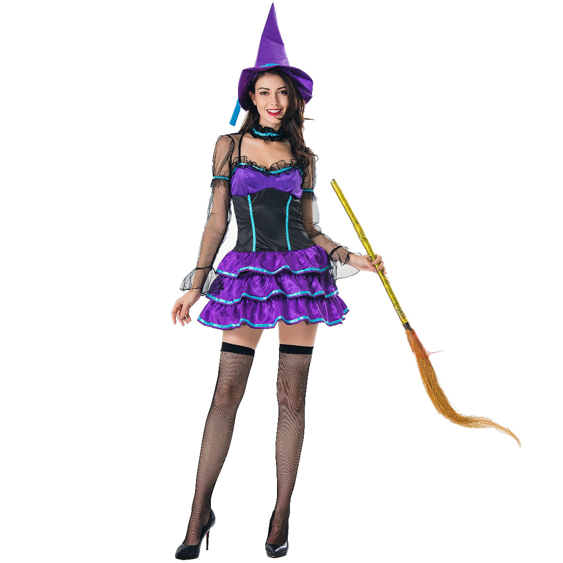 欧美角色扮演女式万圣节斗篷女巫服装 cosplay 舞台服表演服