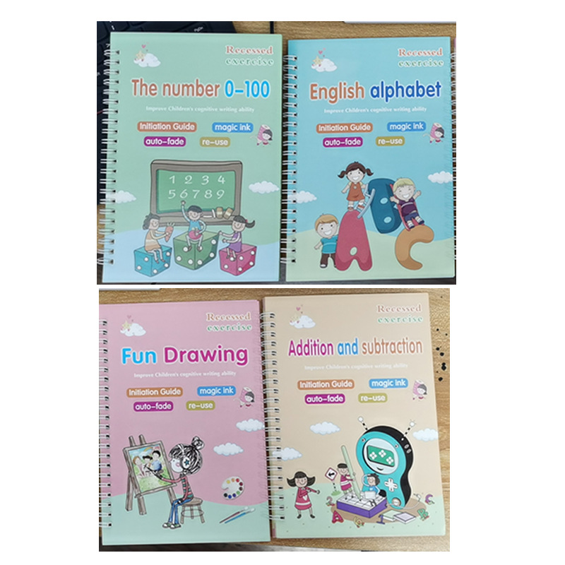 English Practice Note English Version Children's Groove Copybook Preschool Hard-Tipped Pen Practice Copybook Board Student Exercise Book