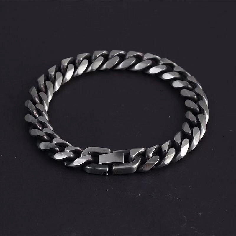 嘻哈朋克风潮流钛钢手链 男士手链做旧六面磨不锈钢手链饰品批发