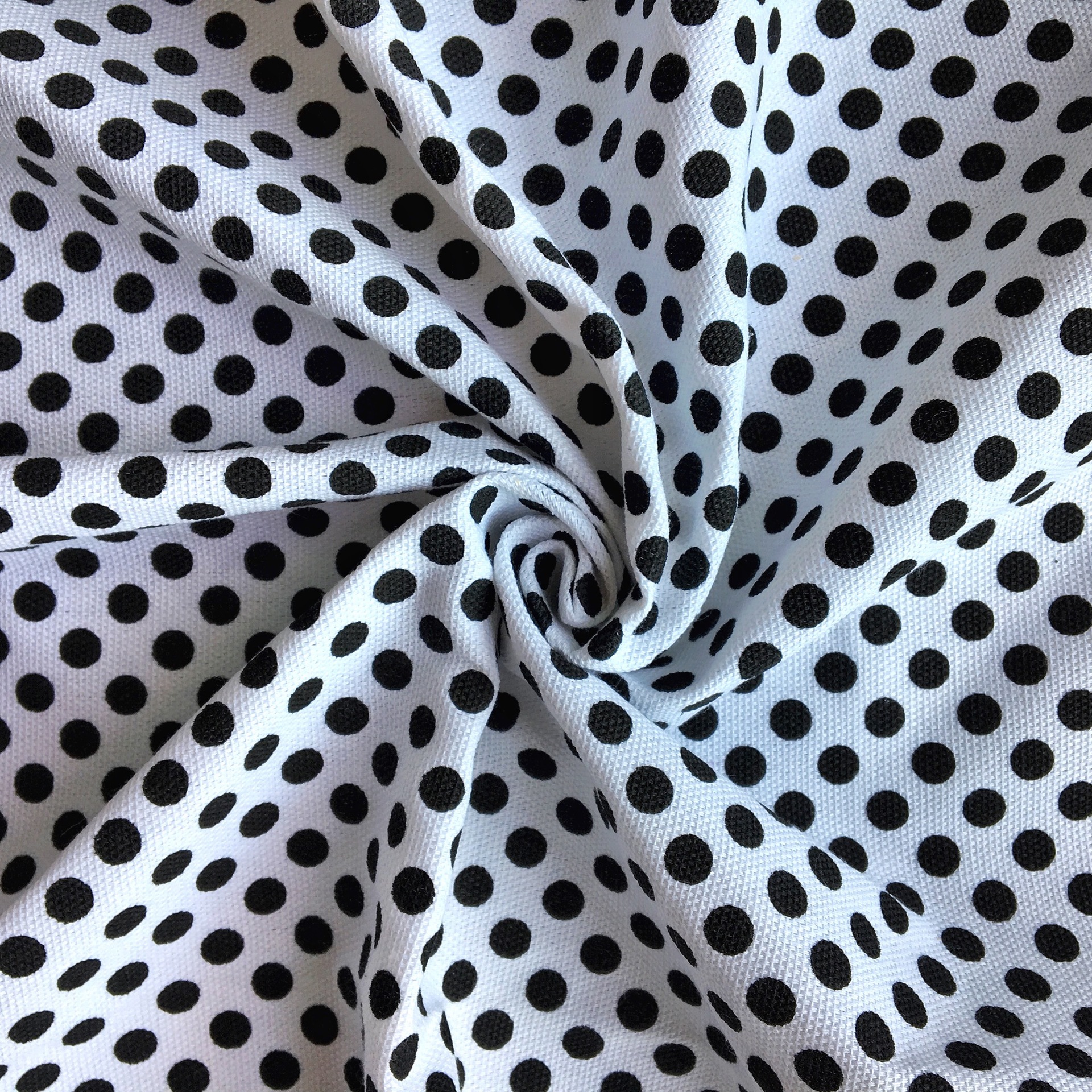 黑白圆点印花涤棉帆布8箱包手袋沙滩包头饰面料圆网印花印花加工