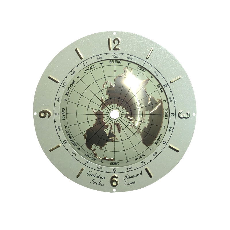 宏谦100mm铝钟面世界时区纯铜刻度钟面面板钟表盘配件厂家直销