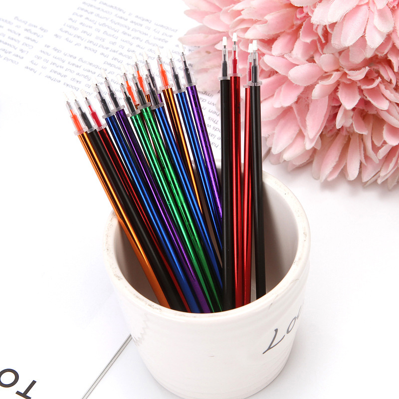 厂家直销 新款6色高品质彩色中性笔笔芯替芯多色水笔学习用品批发