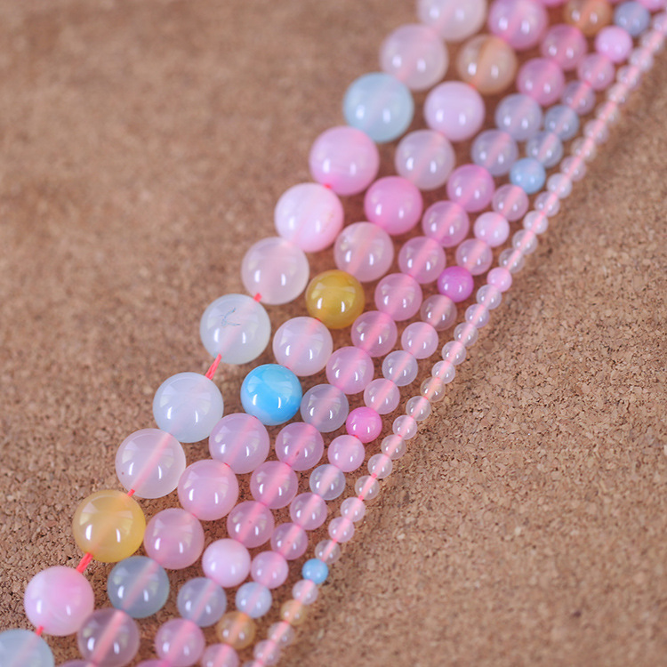 优质摩根玛瑙散珠新款彩色玛瑙串珠子diy新手工制作手链手串配件
