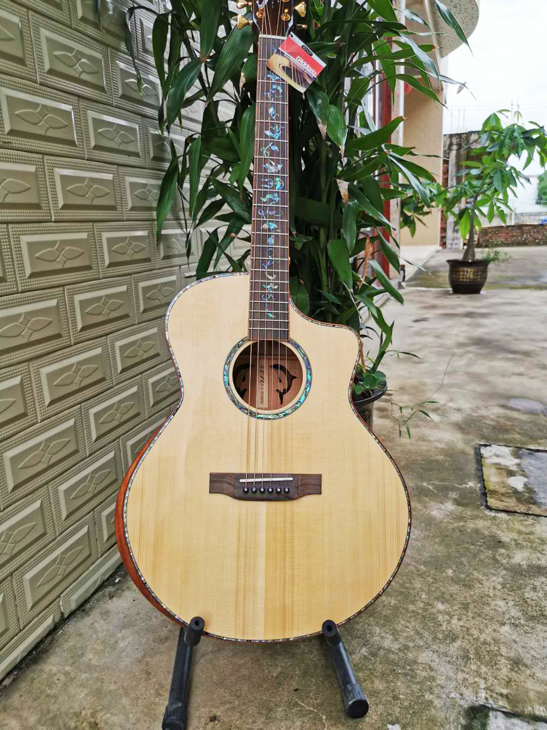 全单吉他41寸jf桶吉他单板民谣吉他无标贴牌定制桃花芯木一件代发