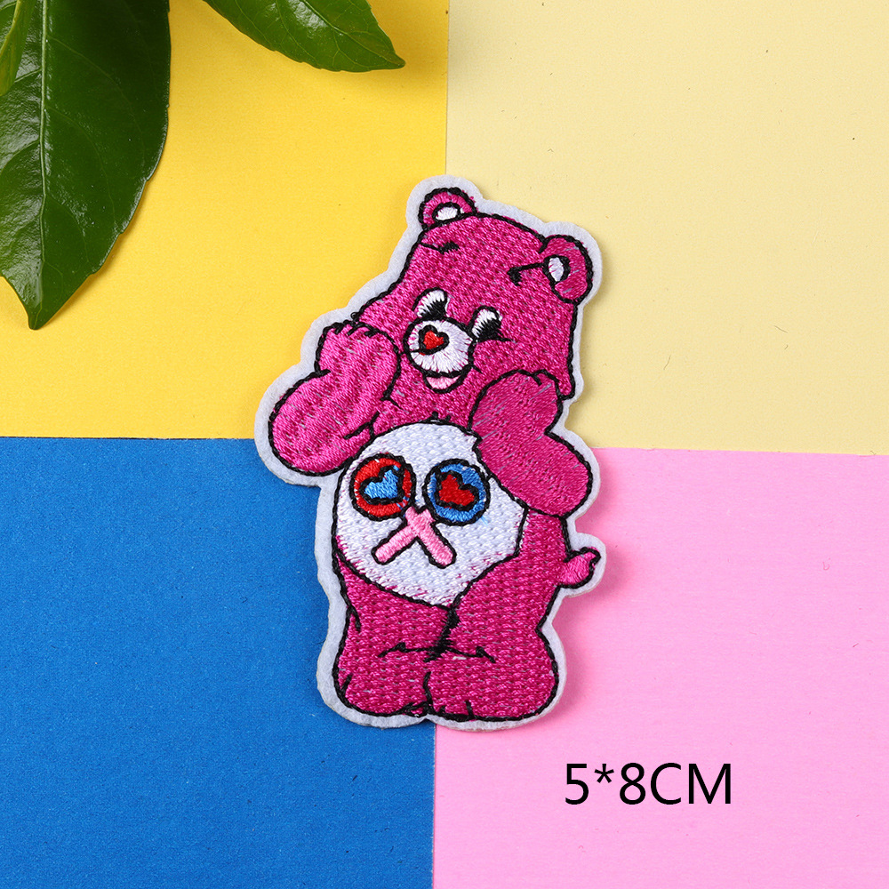 清欢辅料卡通儿童彩色熊 可爱小动物绣花布贴淘宝跨境供货可定制