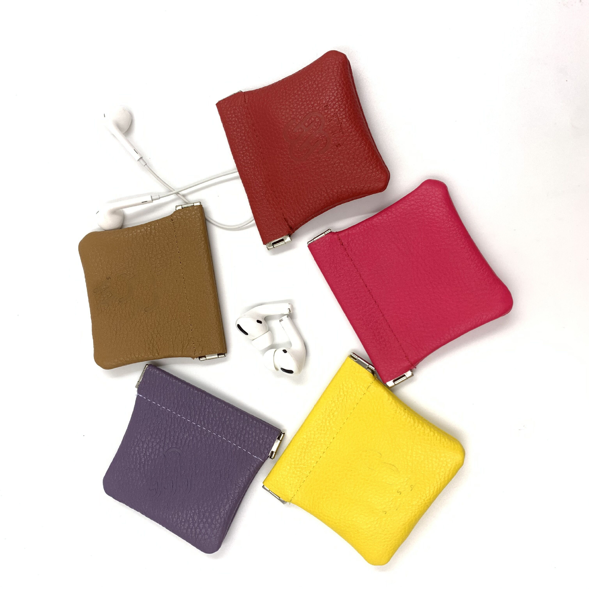 适用于airpod 耳机弹片包 牛皮 口金硬币包