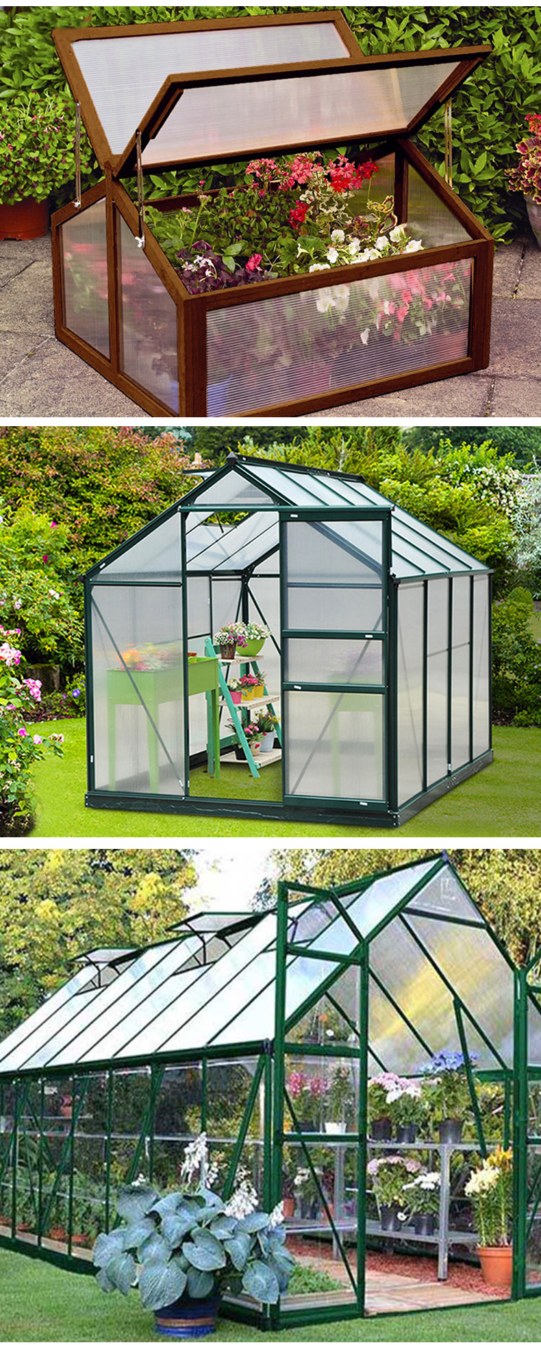 厂家直销pc铝合金温室花园暖房花棚玻璃花房阳光板大棚种植透明板