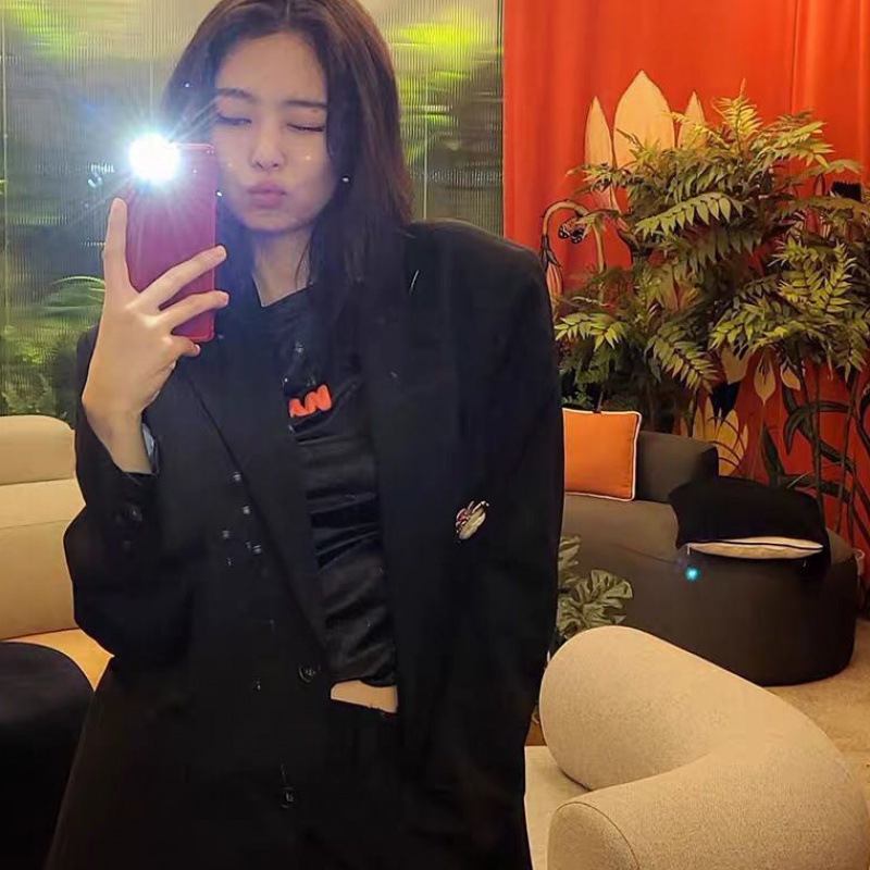 金智妮jennie同款黑色西装外套女春秋设计感宽松薄款休闲西服外套