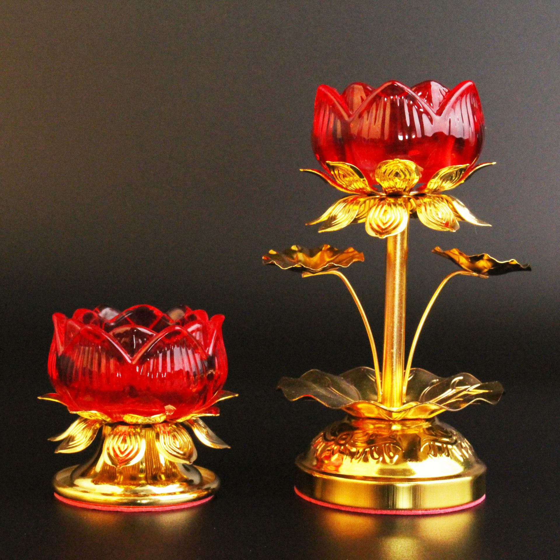 佛具用品高脚琉璃合金莲花酥油灯座 佛前供佛莲花灯长明灯批发