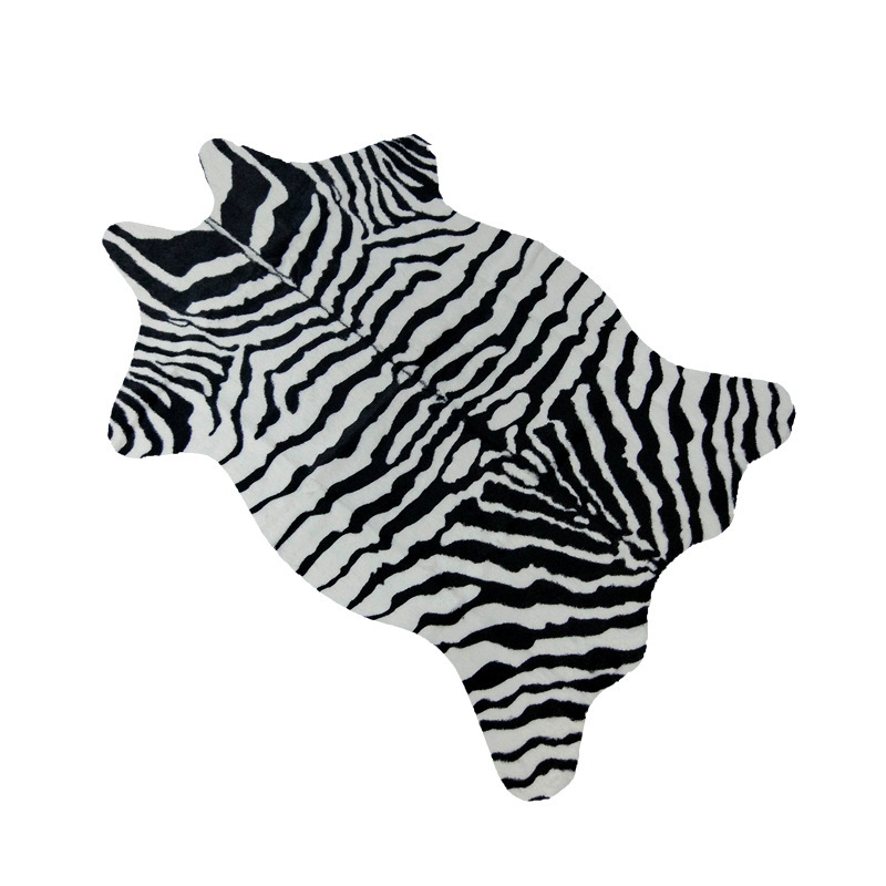仿牛皮现货欧美黑白动物皮纹奶牛纹防滑地毯客厅卧室时尚地垫创意