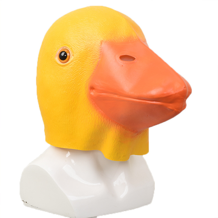 万圣节黄鸭面具乳胶动物鸭子舞会派对搞怪服饰道具厂家批发