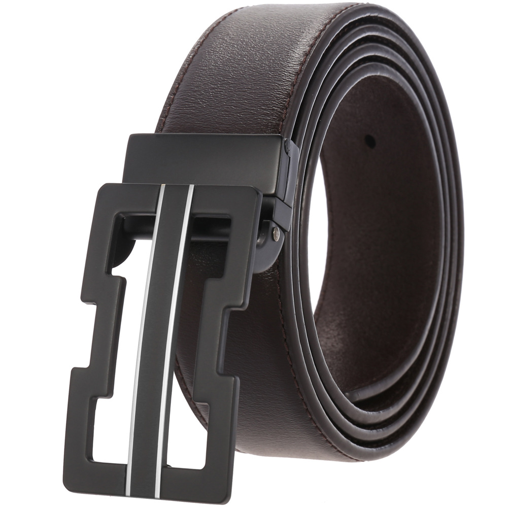 合金休闲平滑扣皮带 二层牛皮皮带 打孔皮带 ly35-07148-3