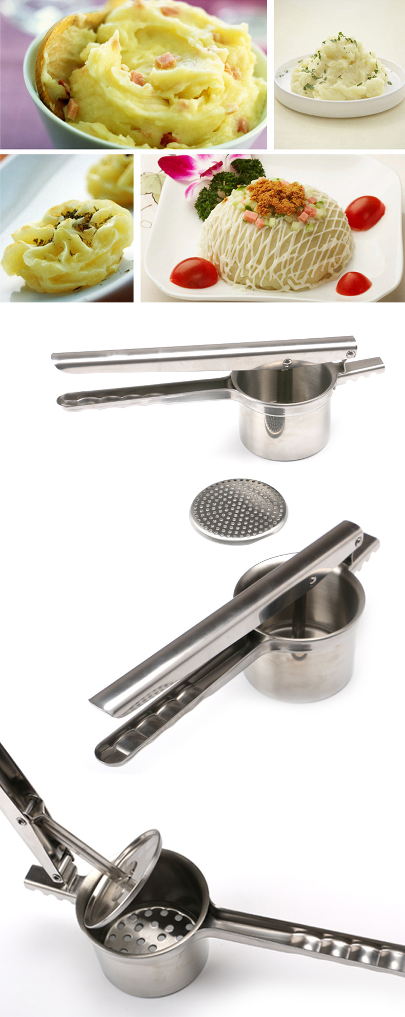 不锈钢土豆压泥器马铃薯捣碎器手动压汁器南瓜泥压薯器厨房小工具