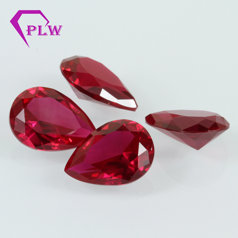 直销 梨形5#红刚玉 人造红宝石7*9mm红刚玉裸石珠宝镶嵌配石 批发