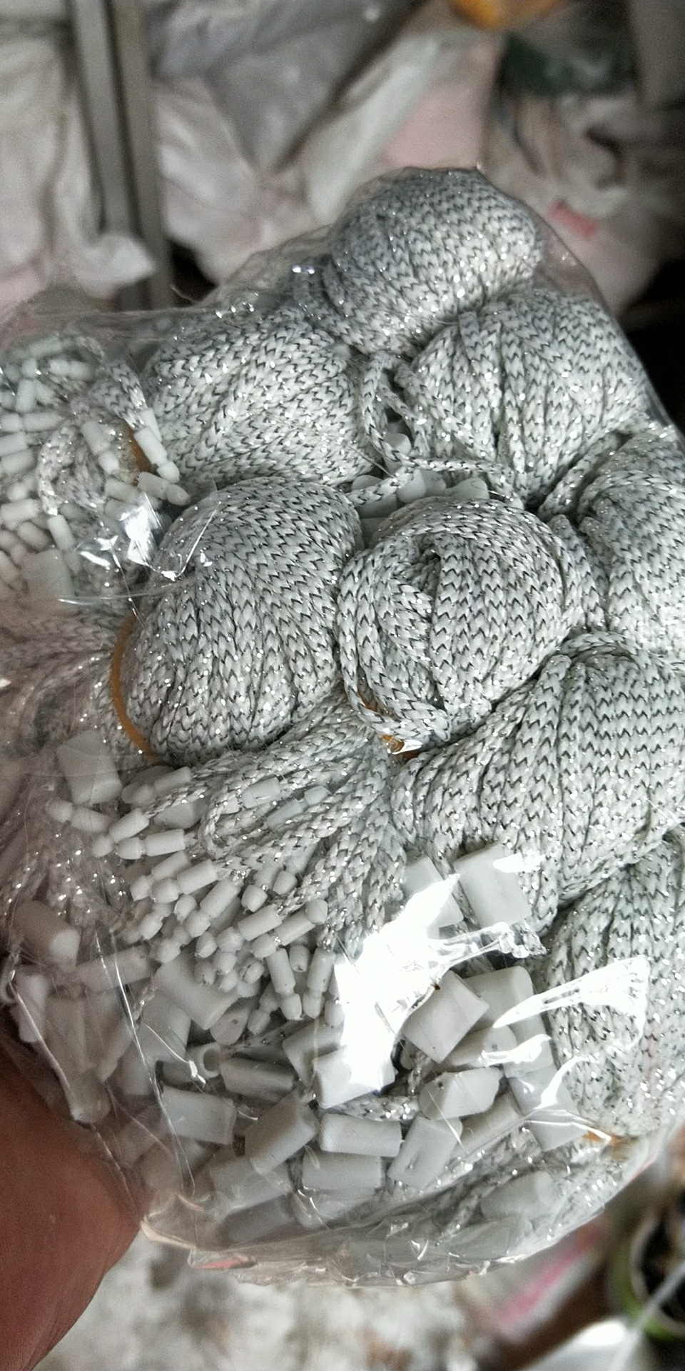 新款粗棉绳吊粒现货服装标签棉线吊绳吊粒衣服吊牌挂绳吊粒