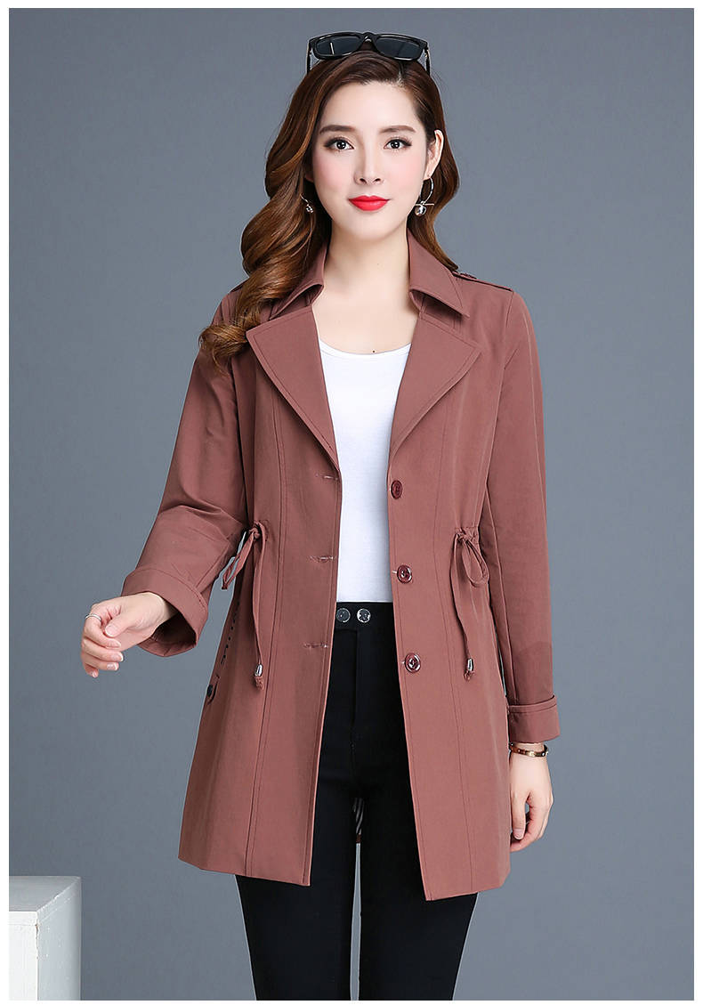 2020新款时尚气质风衣女春款中长款韩版修身休闲显瘦外套一件代发