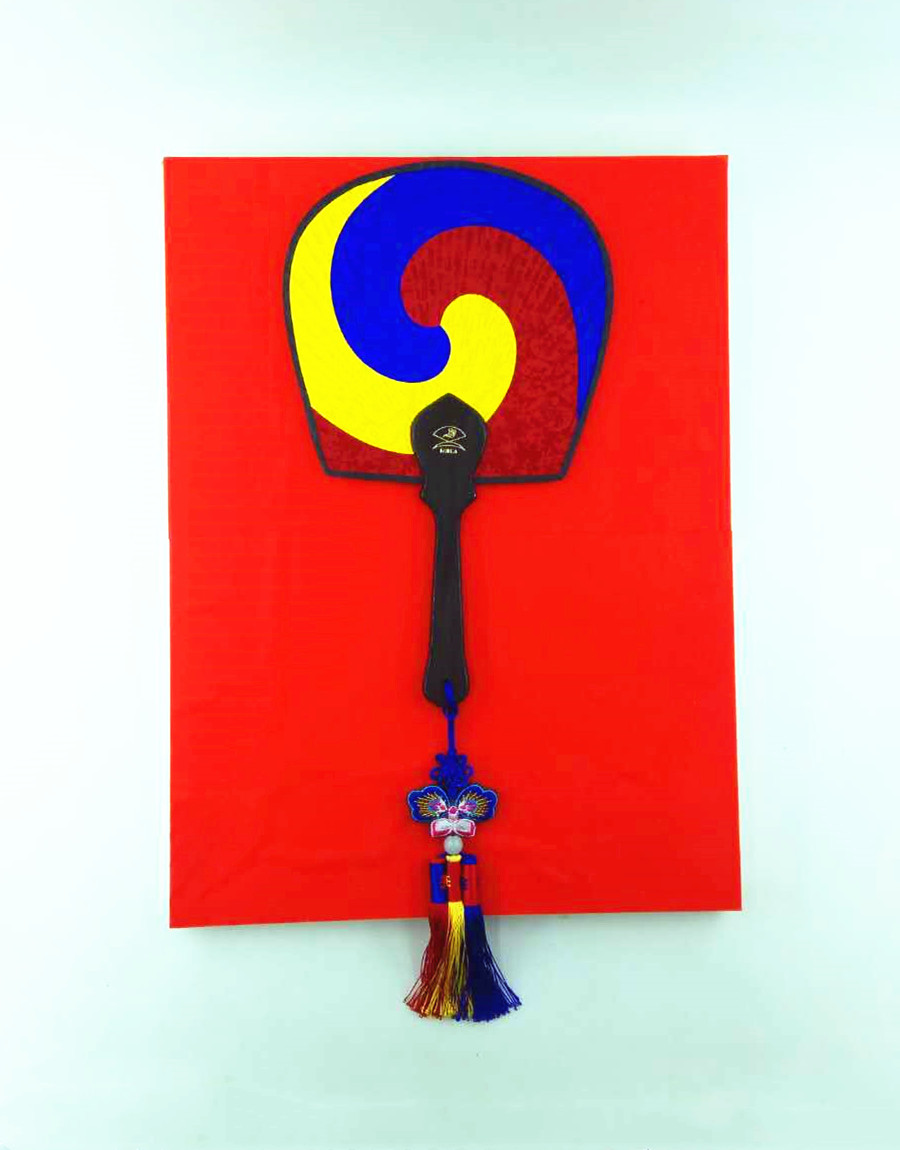 朝鲜鼓韩国太极扇子木框装饰品家居韩式餐厅客厅玄关挂件挂饰礼品