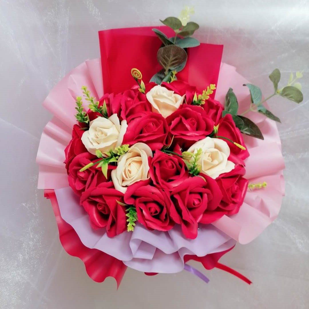 19朵玫瑰仿真假花七夕情人节送女朋友节日礼物送生日礼品香皂花束