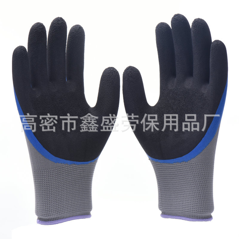 Factory Direct Sales Labor Protection Gloves the King of Breathable Double-Layer Dipping Thick Wear-Resistant Non-Slip Safety Protective Gloves