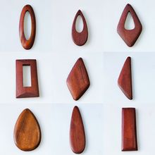 diy自制耳环耳钉耳夹饰品配件 创意木质咖啡色边孔几何形材料批发