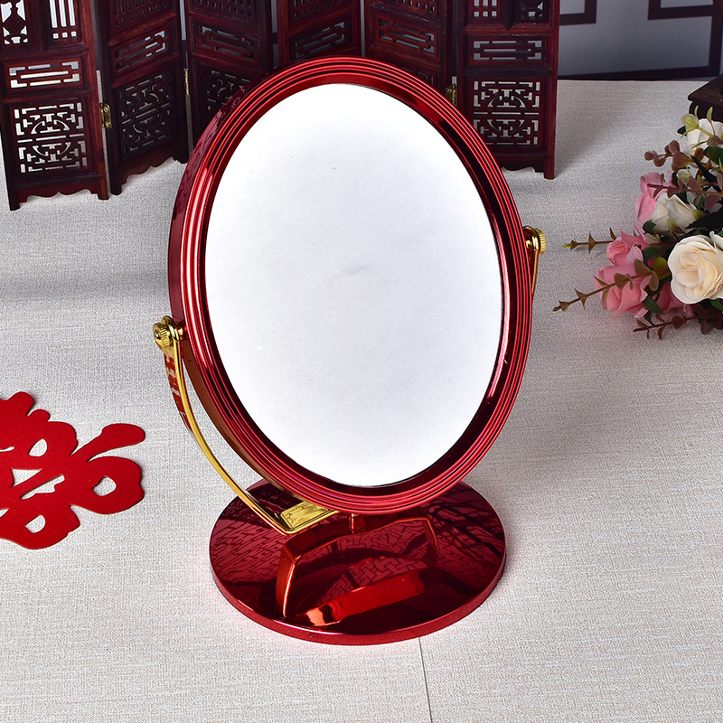 Spot Wedding Makeup Mirror Red Wedding Room Festive Desktop Makeup Mirror Gift Box Plastic Bridal Makeup Mirror Wholesale