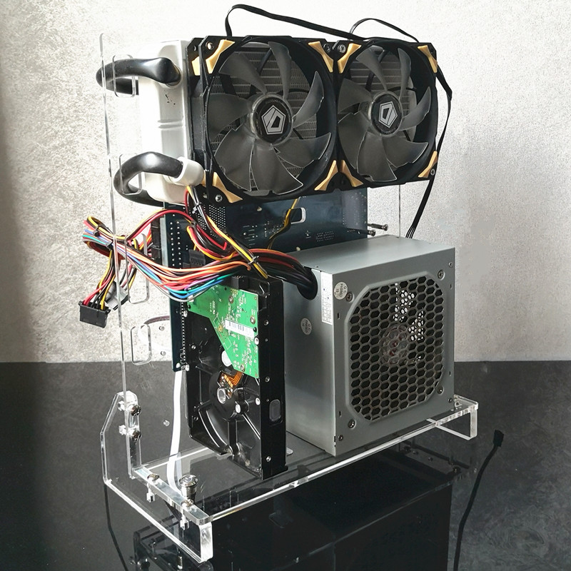 电脑机箱透明亚克力电玩主板diy改装开放支架水冷立式裸奔机架atx