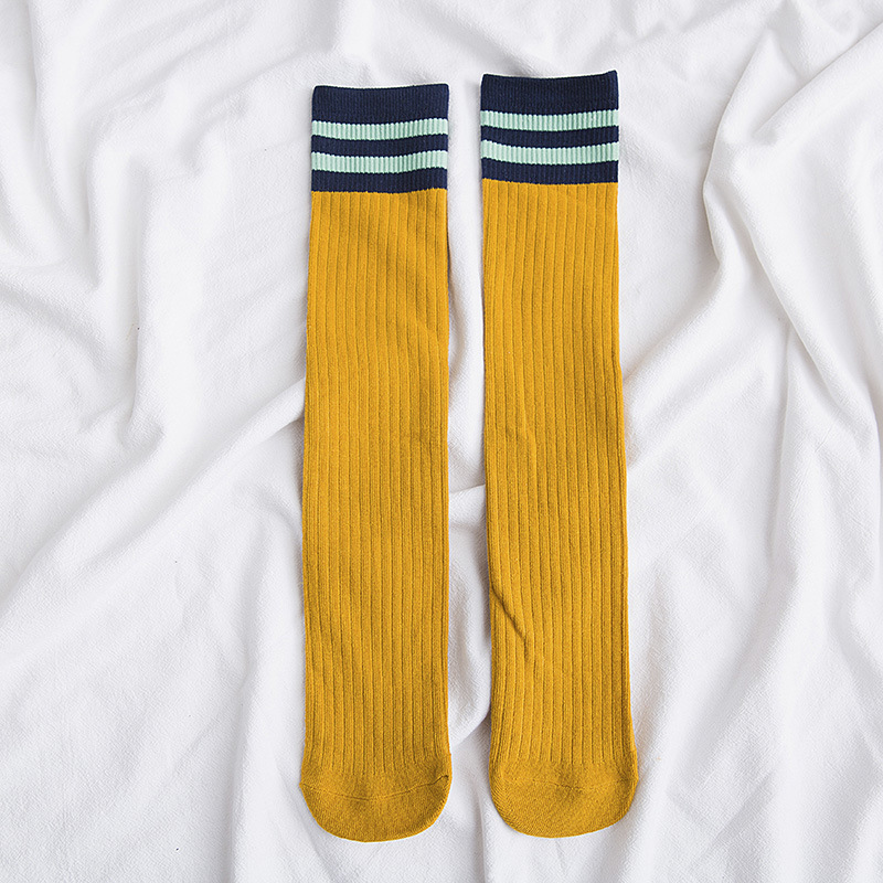 袜子女堆堆袜韩版学院风条纹中筒袜二杠直板袜直筒袜秋冬女士批发