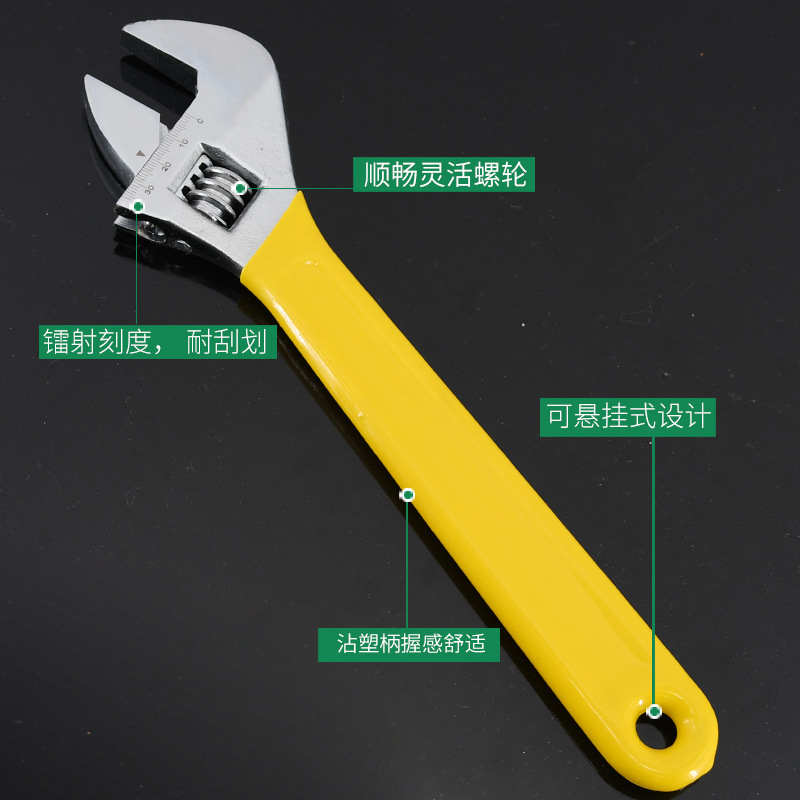 Touch Plastic Handle Adjustable Wrench Ratchet Dual-Purpose Large Opening Shifting Spanner Wrench