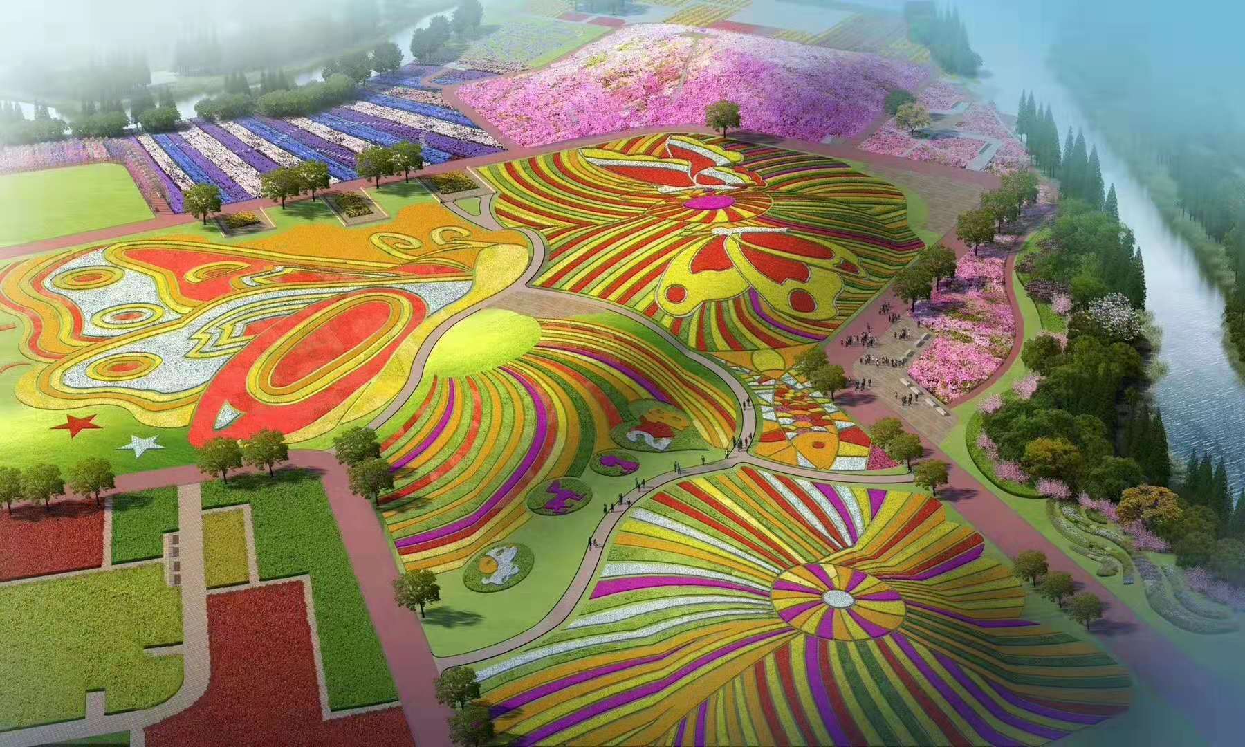 金鱼草野花组合种子波斯菊硫华菊花卉景观花海格桑花公路鄂尔多斯