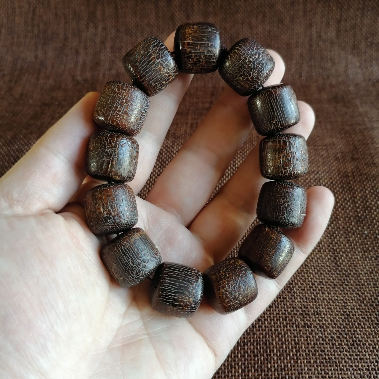 古玩收藏西藏老料风化耗牛角手串男士包浆桶珠手串佛珠念珠