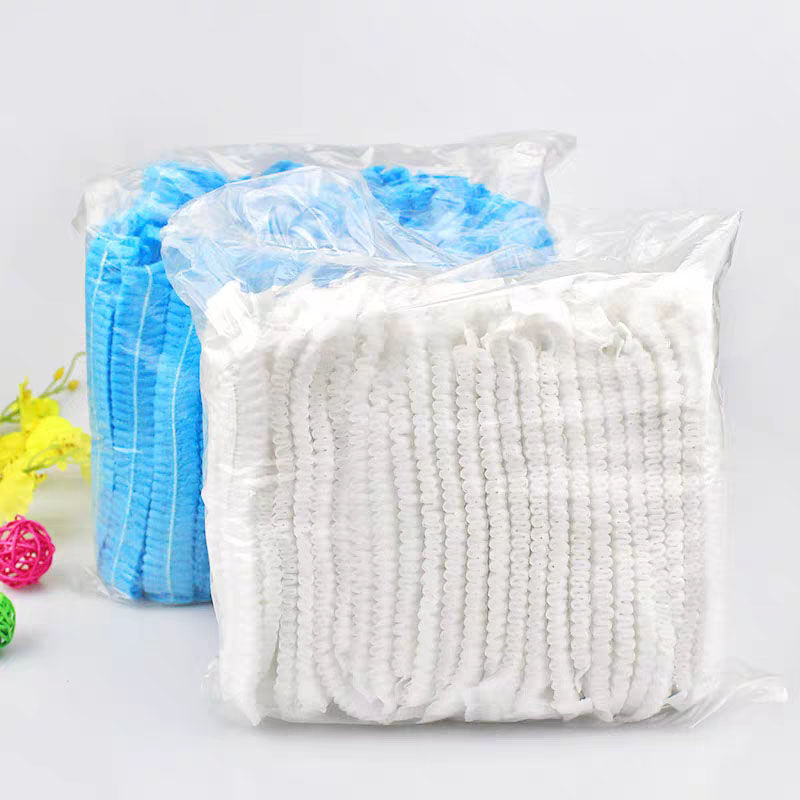 一次性无纺布浴帽 厨师圆帽双筋条形头罩 双筋条形网帽防尘头套