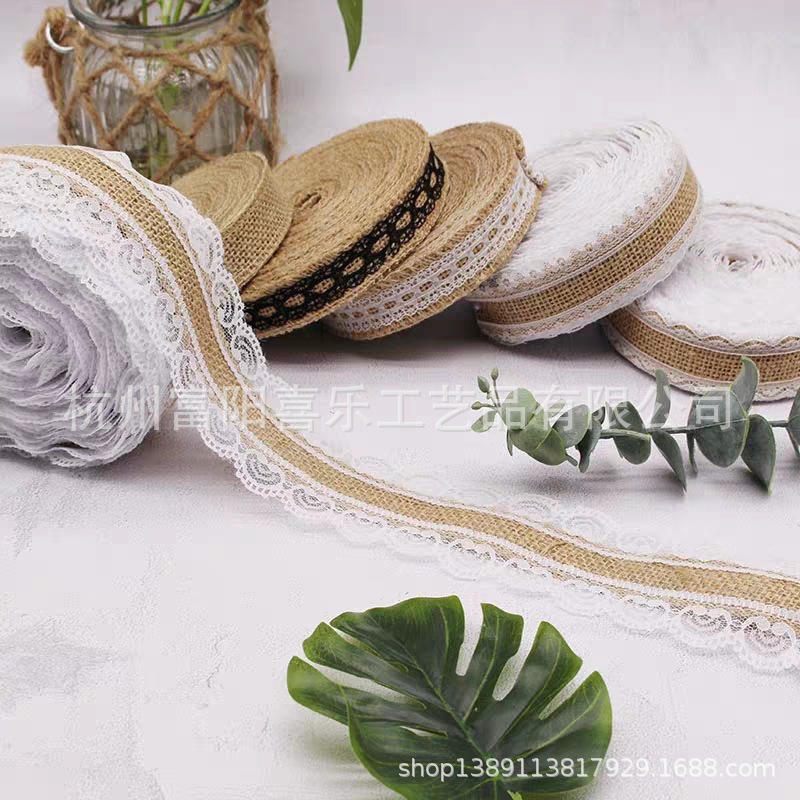 White Lace Burlap Roll Home Textile Fabric Decoration Material DIY Decorative Materials by Hand