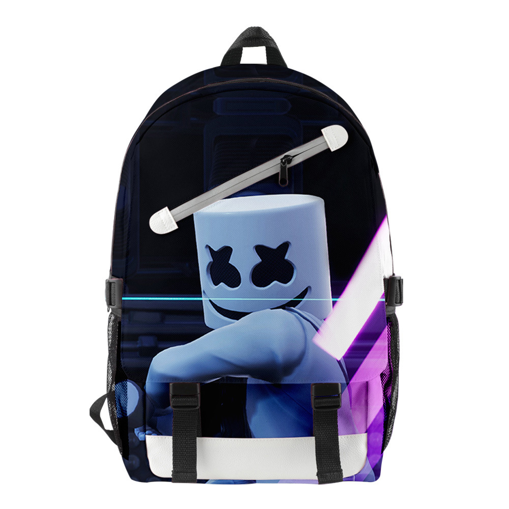 棉花糖 marshmello周边斜杠带链双肩包学生百搭时尚潮流 厂家直销