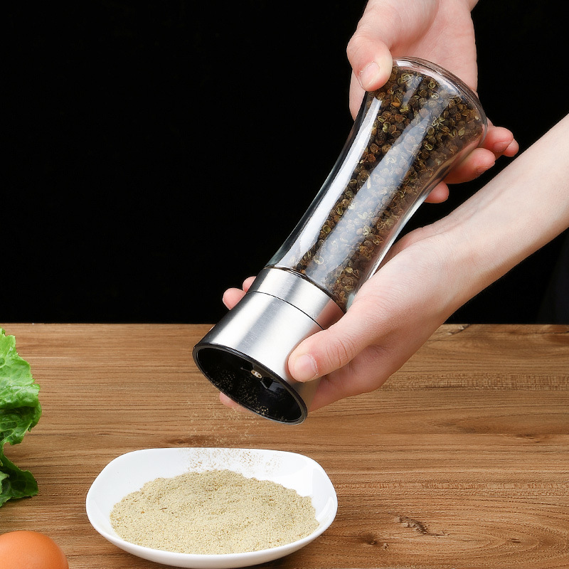 黑胡椒粒研磨器不锈钢手动玻璃现磨黑胡椒粉器花椒盐咖啡调味瓶