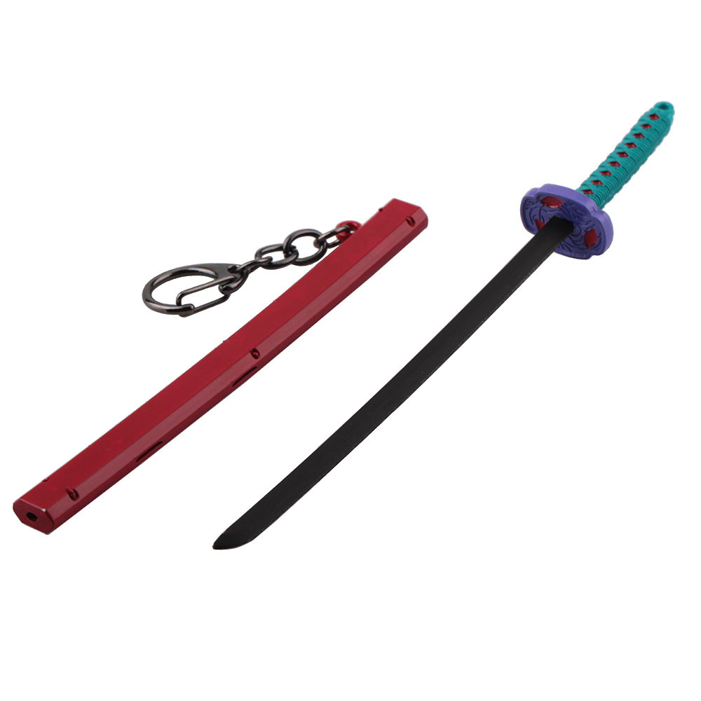 日漫鬼灭之刃灶门炭治郎刀鞘二代日轮刀带鞘剑武器模型金属钥匙扣