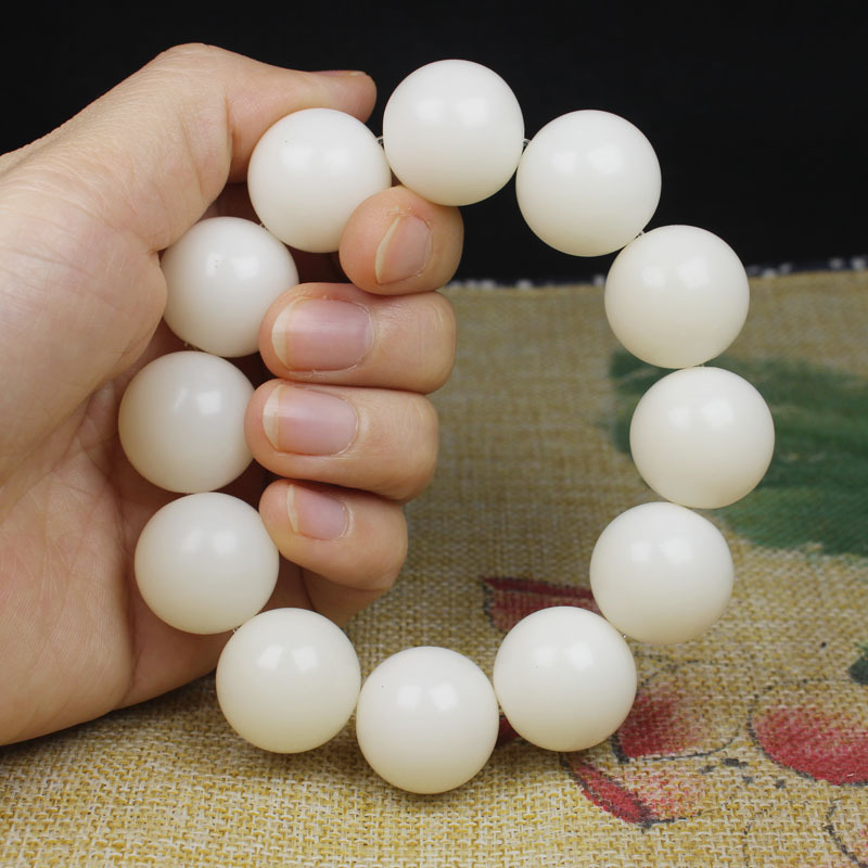 天然白菩提根单圈佛珠念珠顺白大白玉菩提子乳白色圆珠手串手链
