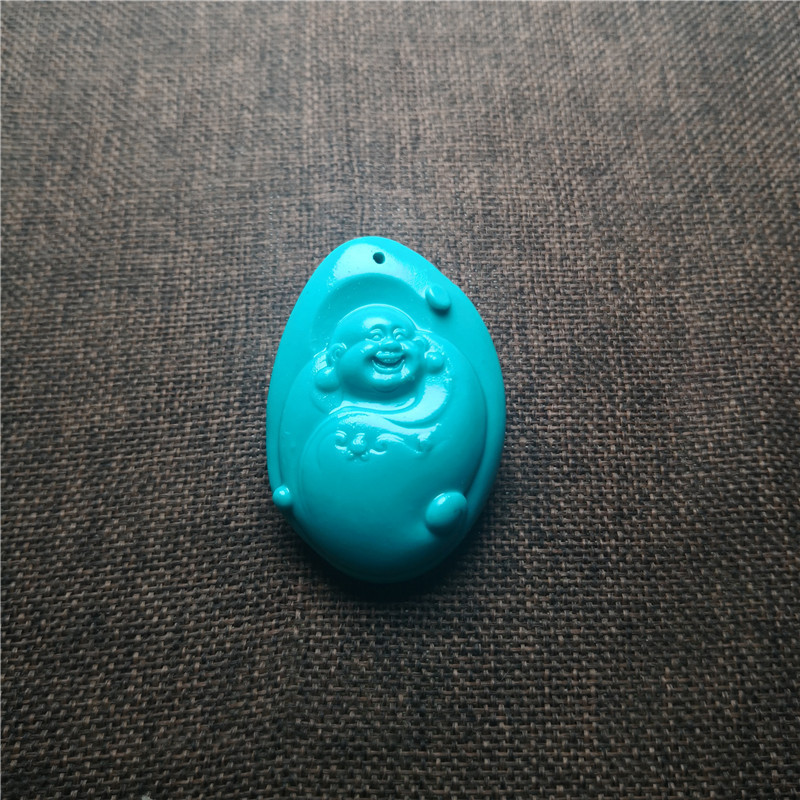 优化绿松石弥勒佛吊坠笑佛松石大肚佛公女款玉坠挂件男女饰品