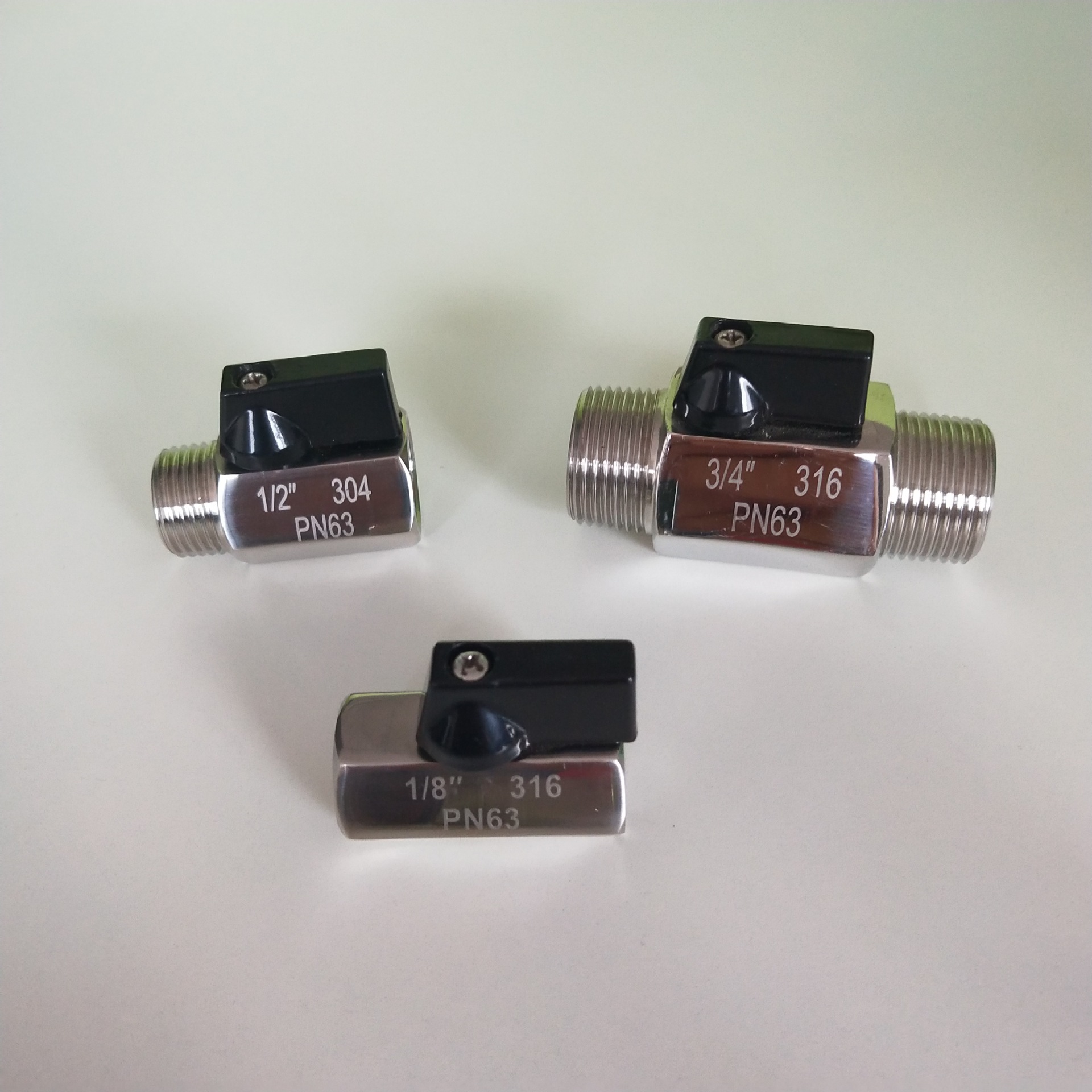 厂家直供加厚不锈钢黑色手柄迷你球阀直通式球阀微型不锈钢球阀