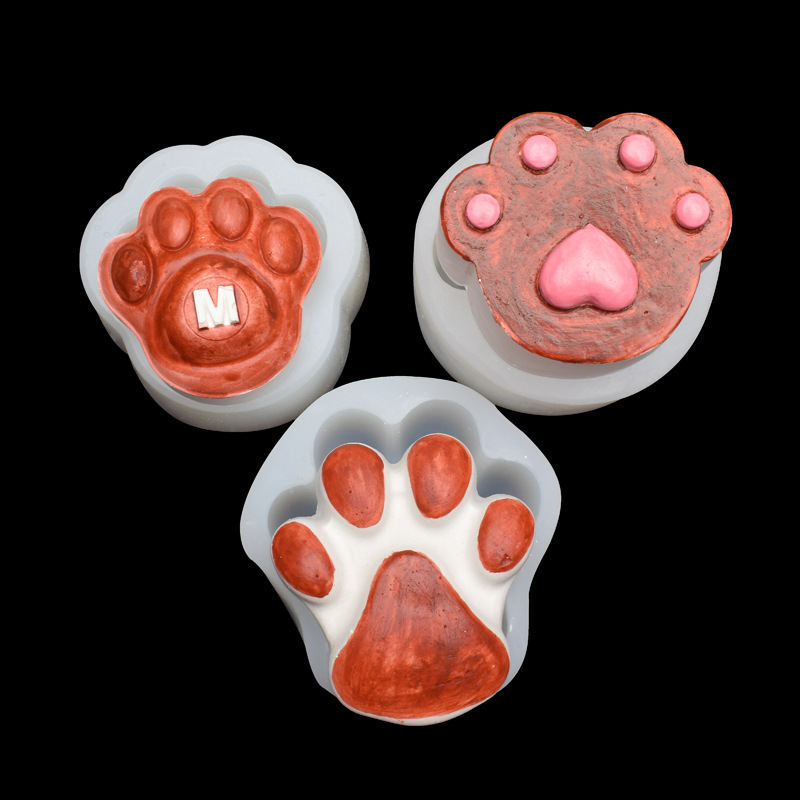 xiqu矽趣 3款猫爪动物硅胶模具 布丁翻糖diy车载装饰肥皂蜡烛模