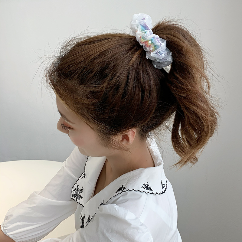 发箍ins彩虹丸子头大肠发圈ins风日韩甜美发箍仙女森系超仙铁丝发