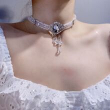 若洋 巴洛克choker宝石流苏简约气质吊坠项链女锁骨链