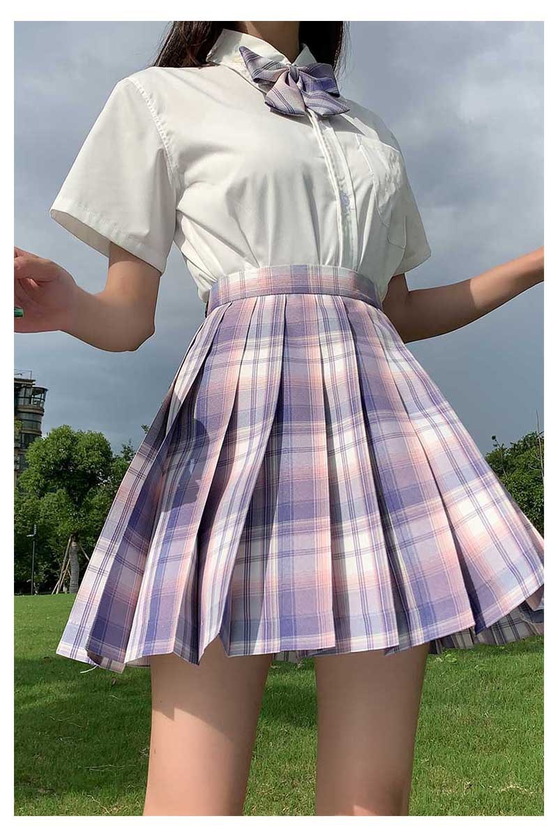 芋泥jk制服春夏日系高腰学生格纹学院风女背带百褶裙可爱格裙
