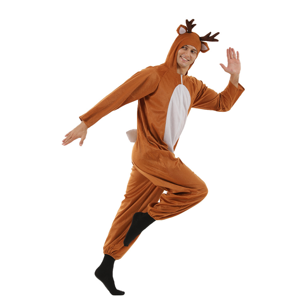 2021 New Christmas Elk One-Piece Suit Couple Funny Party Stage Costume Bar Mall Reindeer Costume